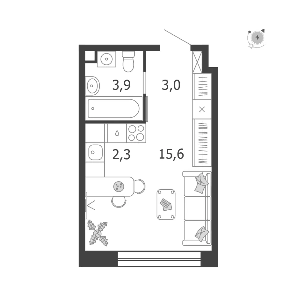 Студия 24,8 м²