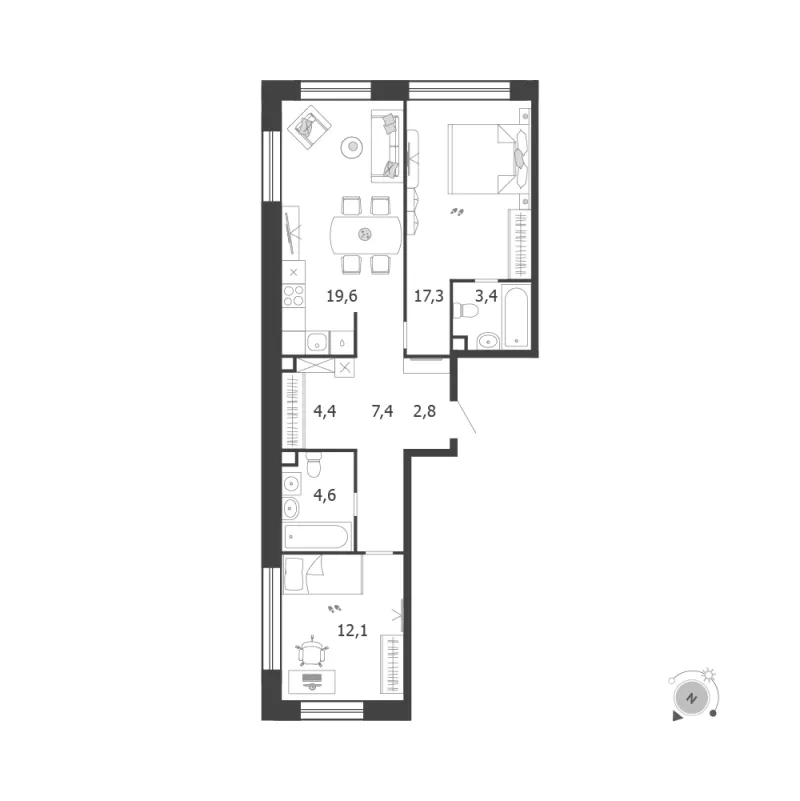 2-комн. 71.6 м²