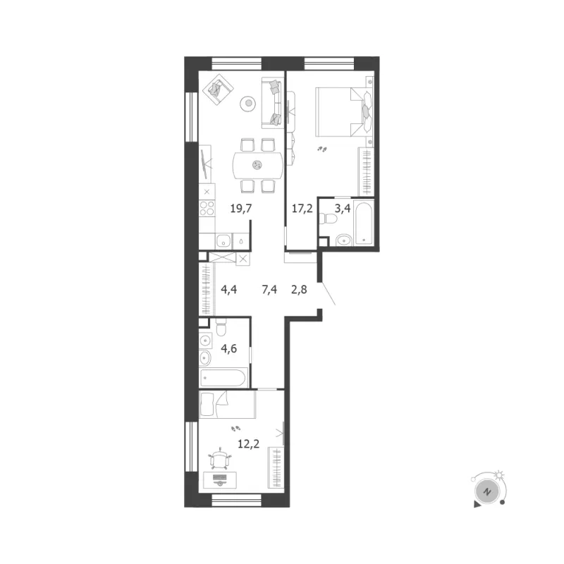 2-комн. 71.7 м²