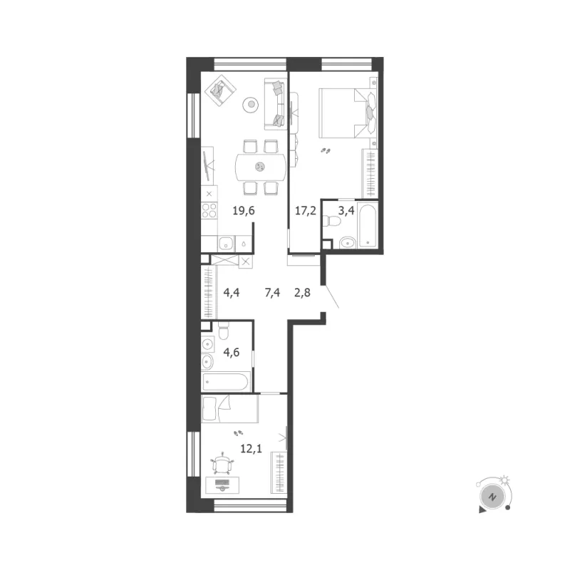 2-комн. 71.5 м²