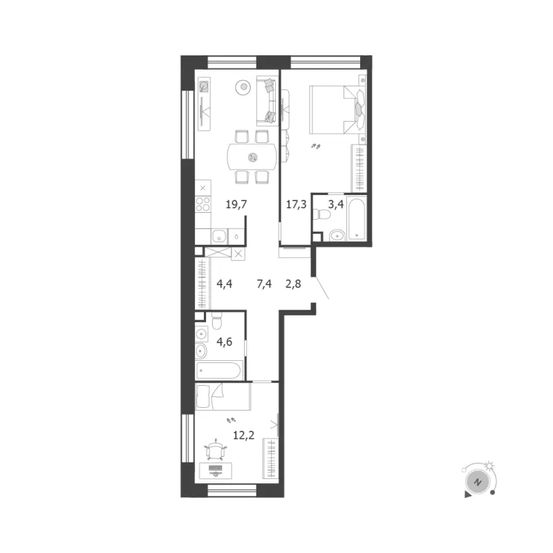 2-комн. 71.8 м²