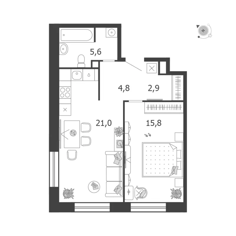 1-комн. 50.1 м²