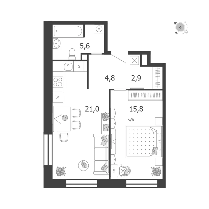 1-комн. 50.1 м²
