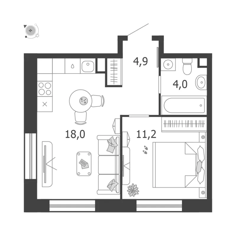 1-комн. 38.1 м²