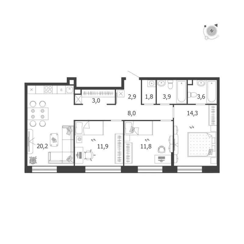 3-комн. 81.4 м²