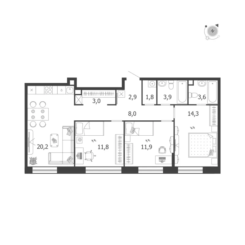 3-комн. 81.4 м²