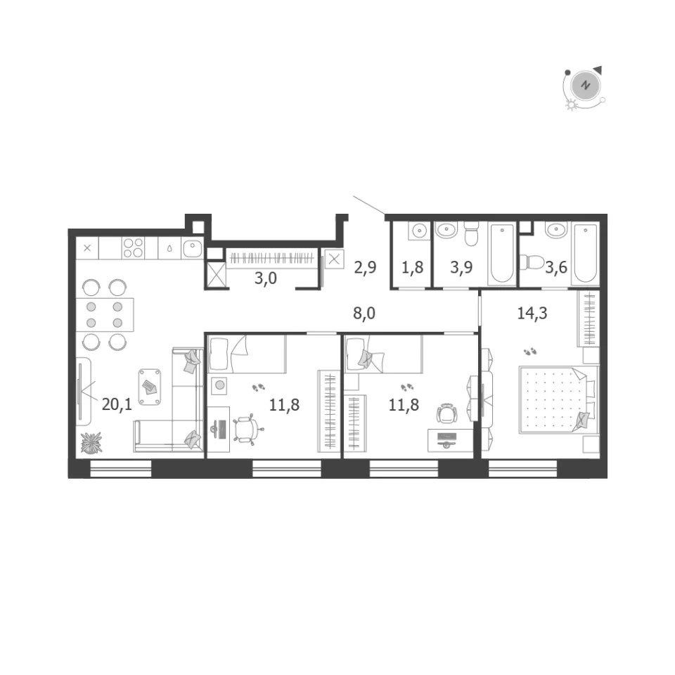 3-комн. 81,2 м²
