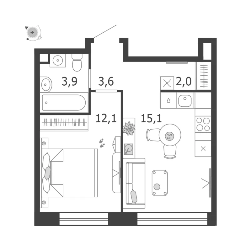 1-комн. 36.7 м²