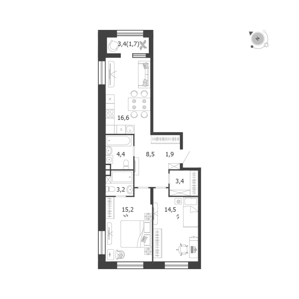 2-комн. 69,4 м²
