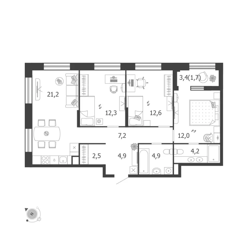 3-комн. 83.4 м²