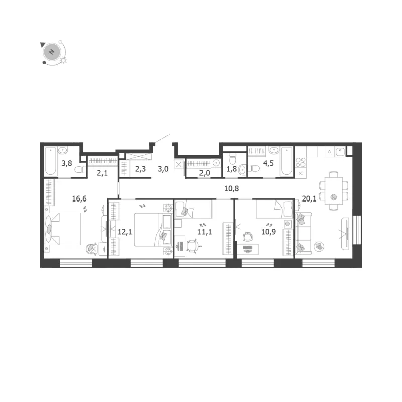 4-комн. 101.1 м²