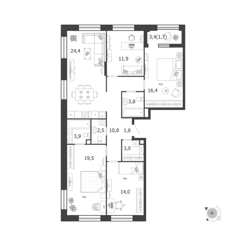 4-комн. 113.5 м²
