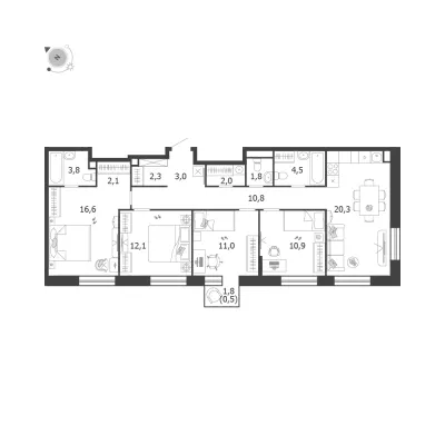 101,7 м² — планировка