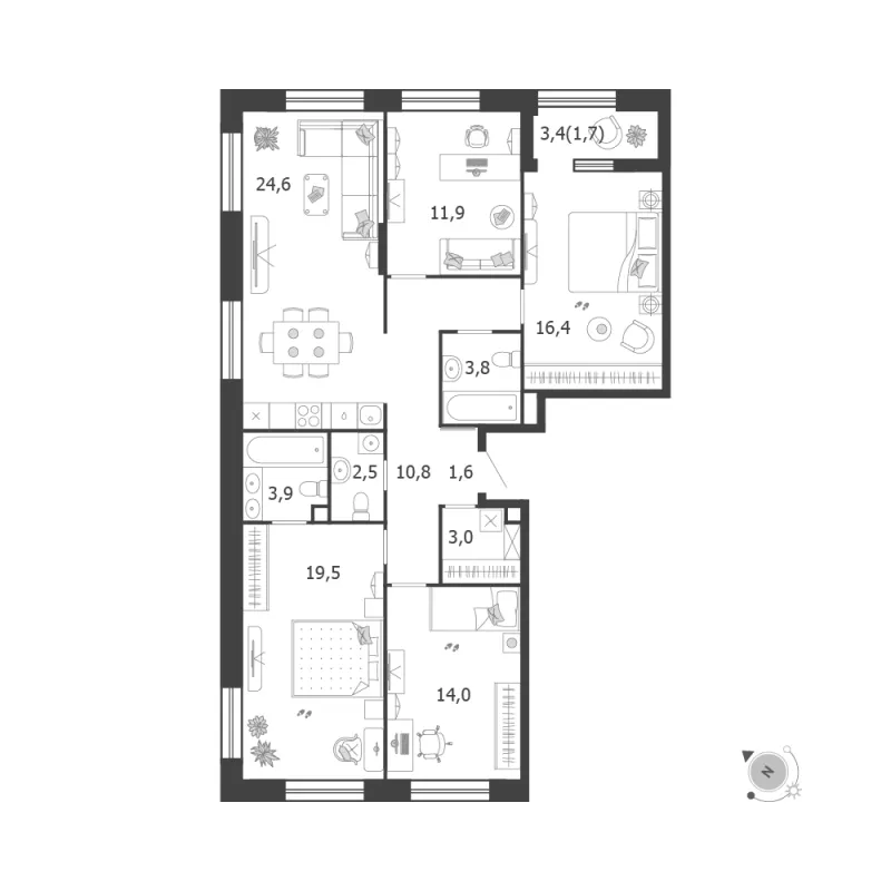 4-комн. 113.7 м²