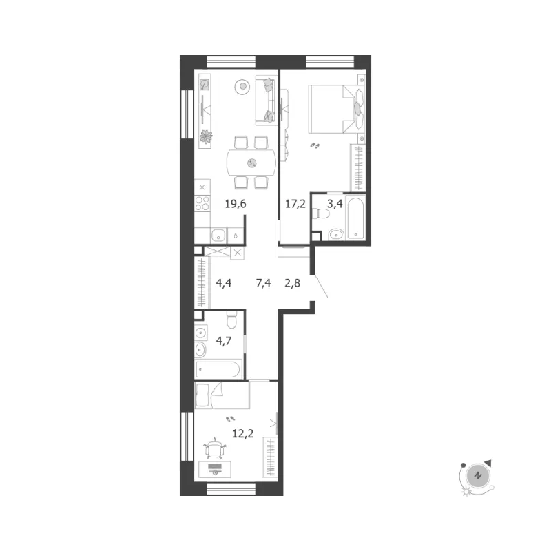 2-комн. 71.7 м²