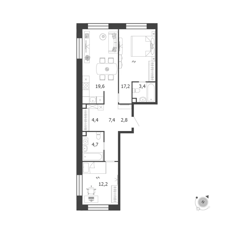 2-комн. 71.7 м²