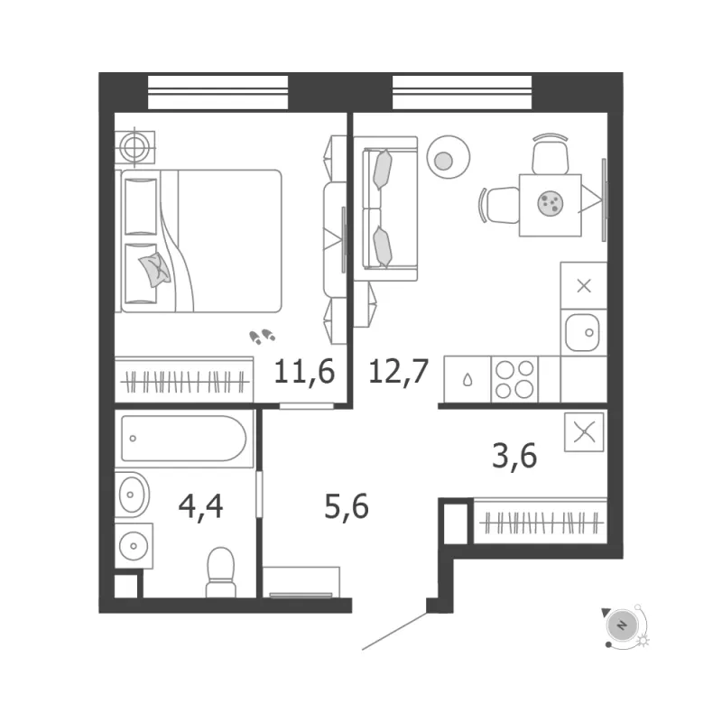 1-комн. 37.9 м²
