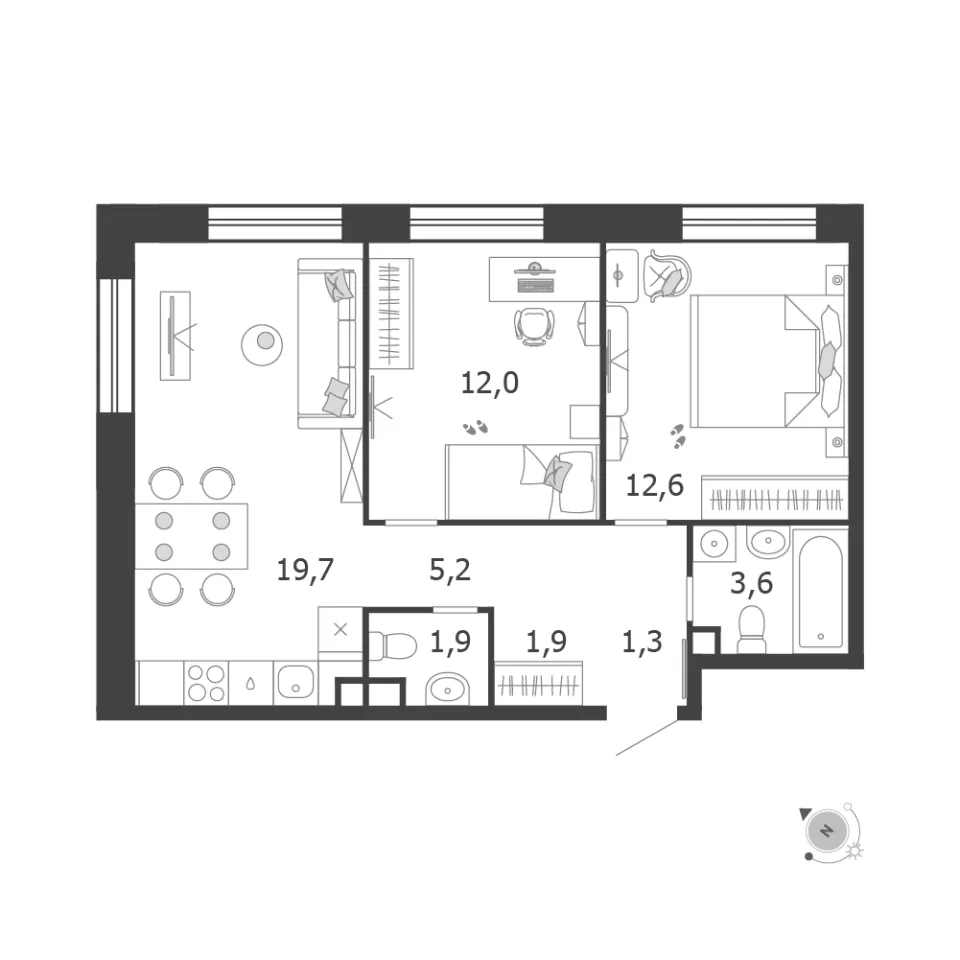 2-комн. 58,2 м²