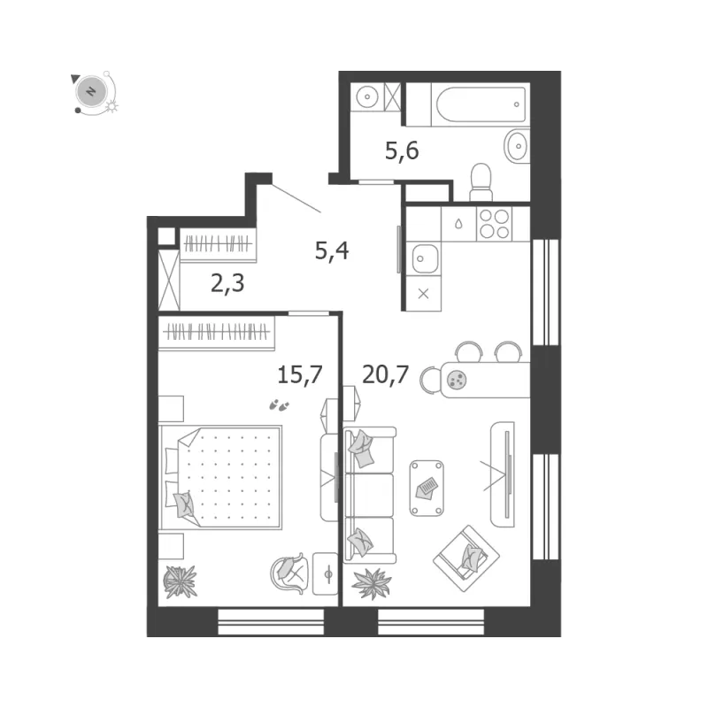 1-комн. 49.7 м²