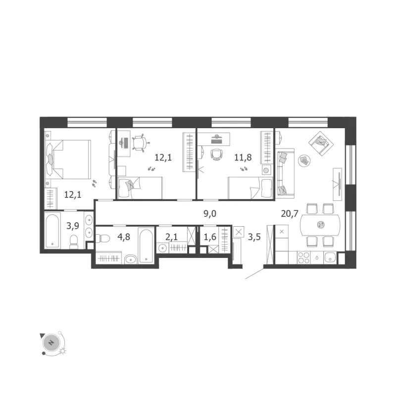 3-комн. 81.6 м²