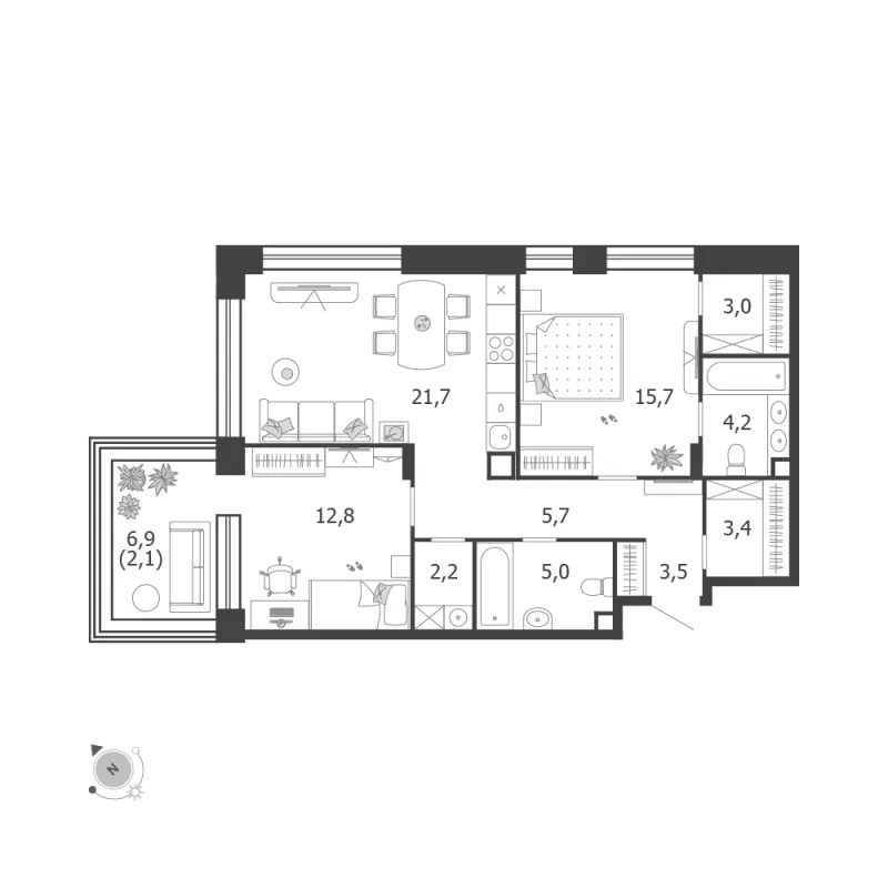 2-комн. 79.3 м²