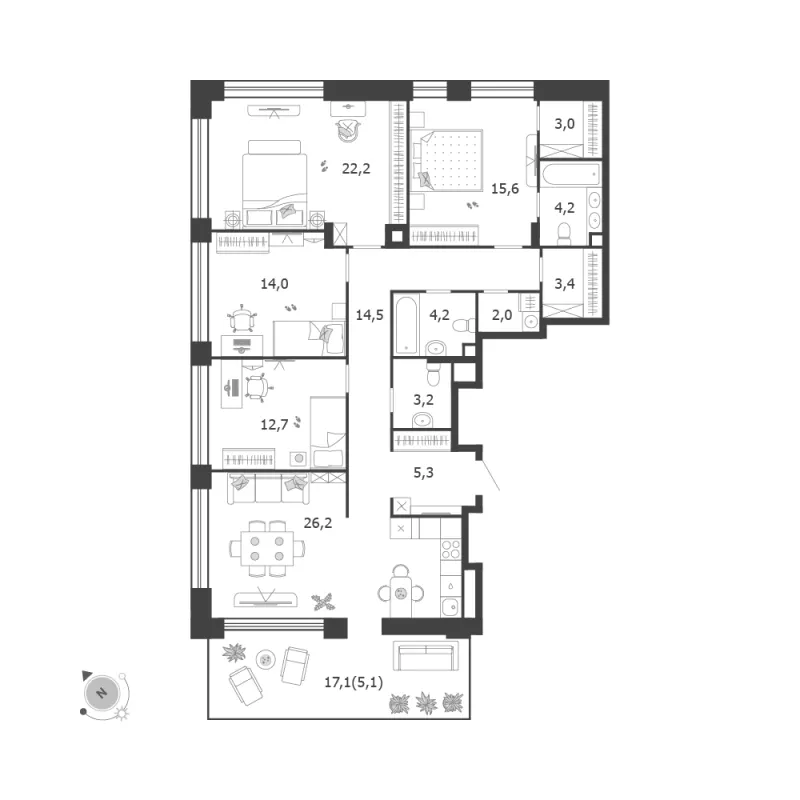 4-комн. 135.6 м²