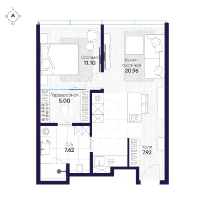 53,1 м² — планировка