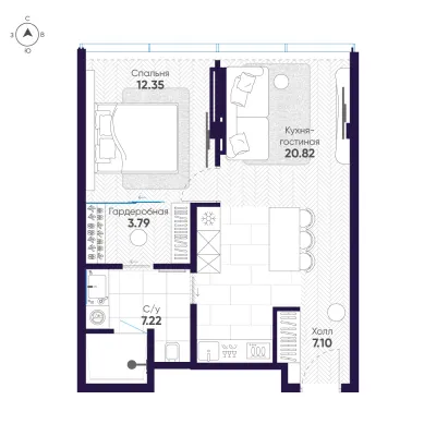 53,1 м² — планировка