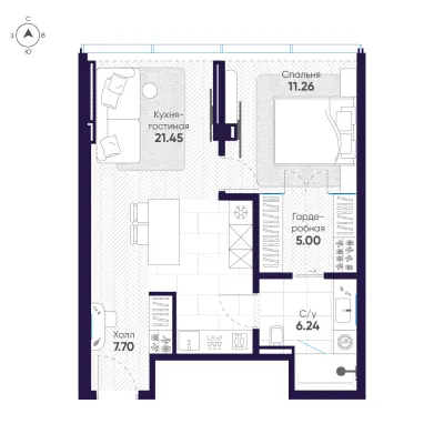 51,8 м² — планировка