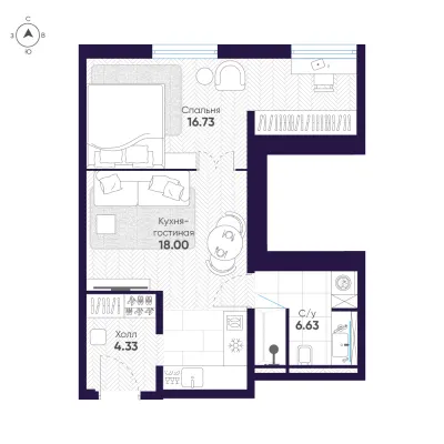 46,6 м² — планировка