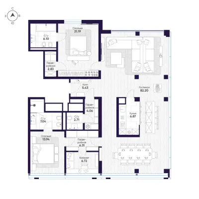 168,7 м² — планировка
