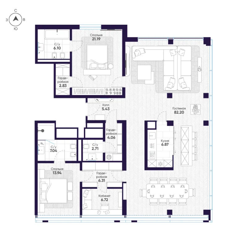 3-комн. 168.7 м²