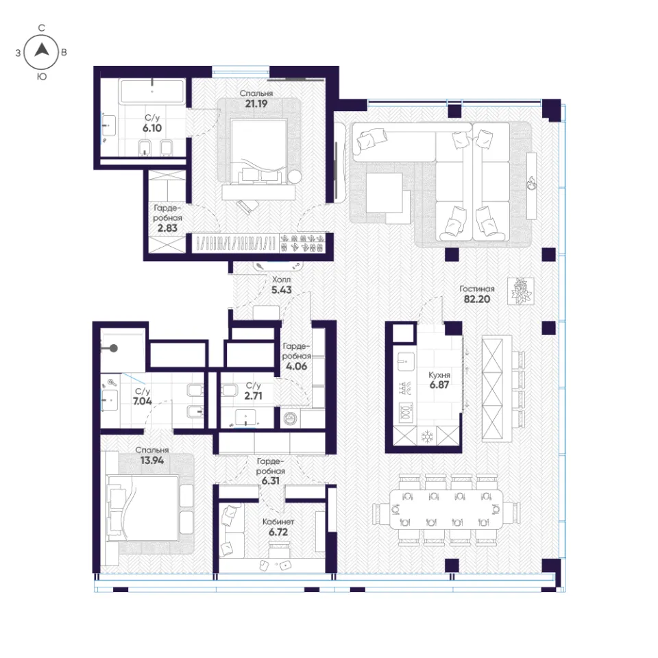 3-комн. 168,7 м²