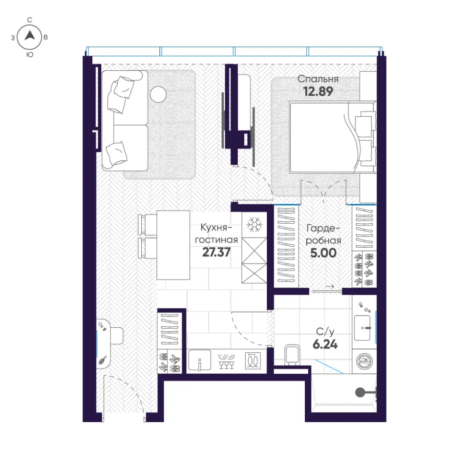 1-комн. 51,5 м²