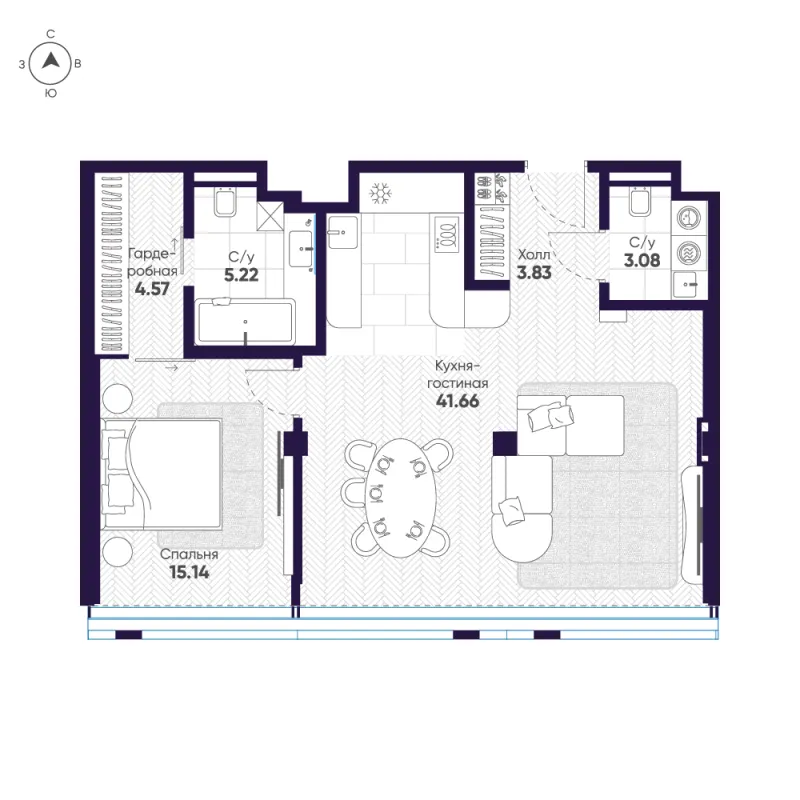 2-комн. 73.5 м²