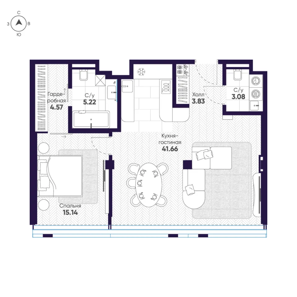 2-комн. 73,5 м²