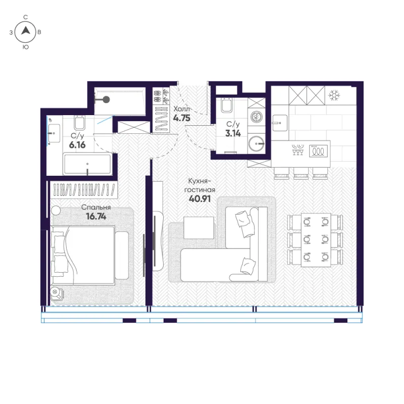 2-комн. 71.7 м²