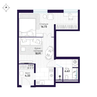 46,6 м² — планировка