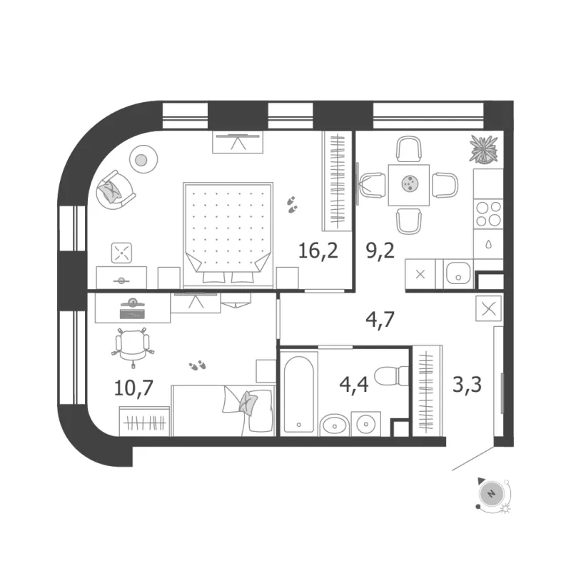 2-комн. 48.5 м²