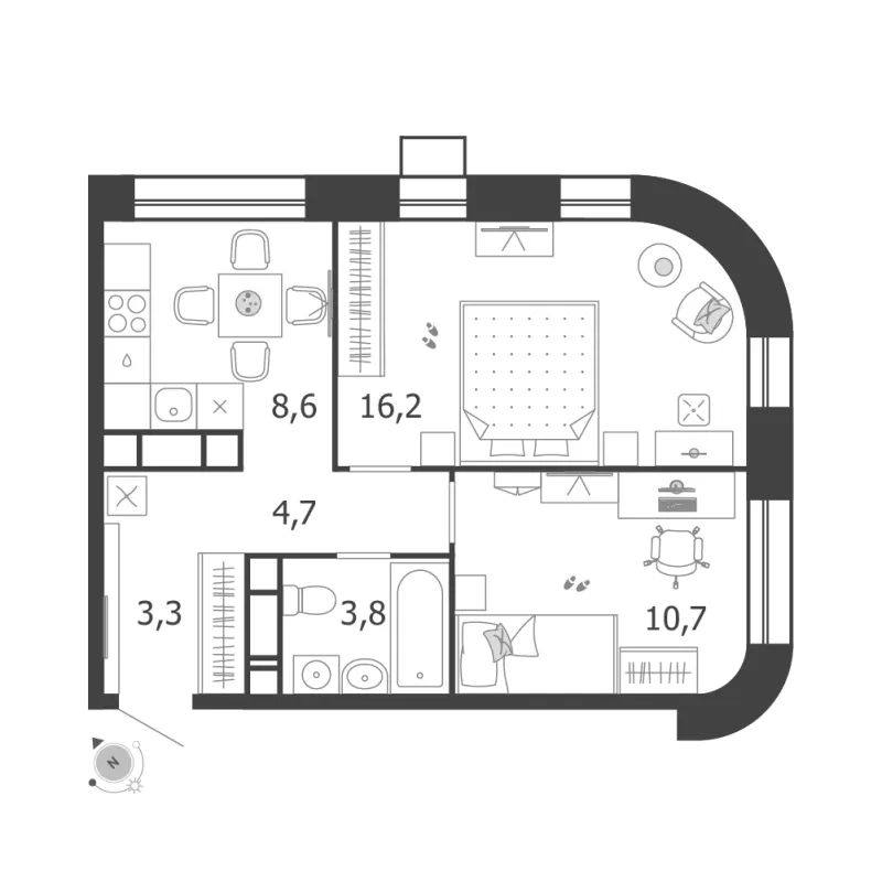 2-комн. 47.3 м²