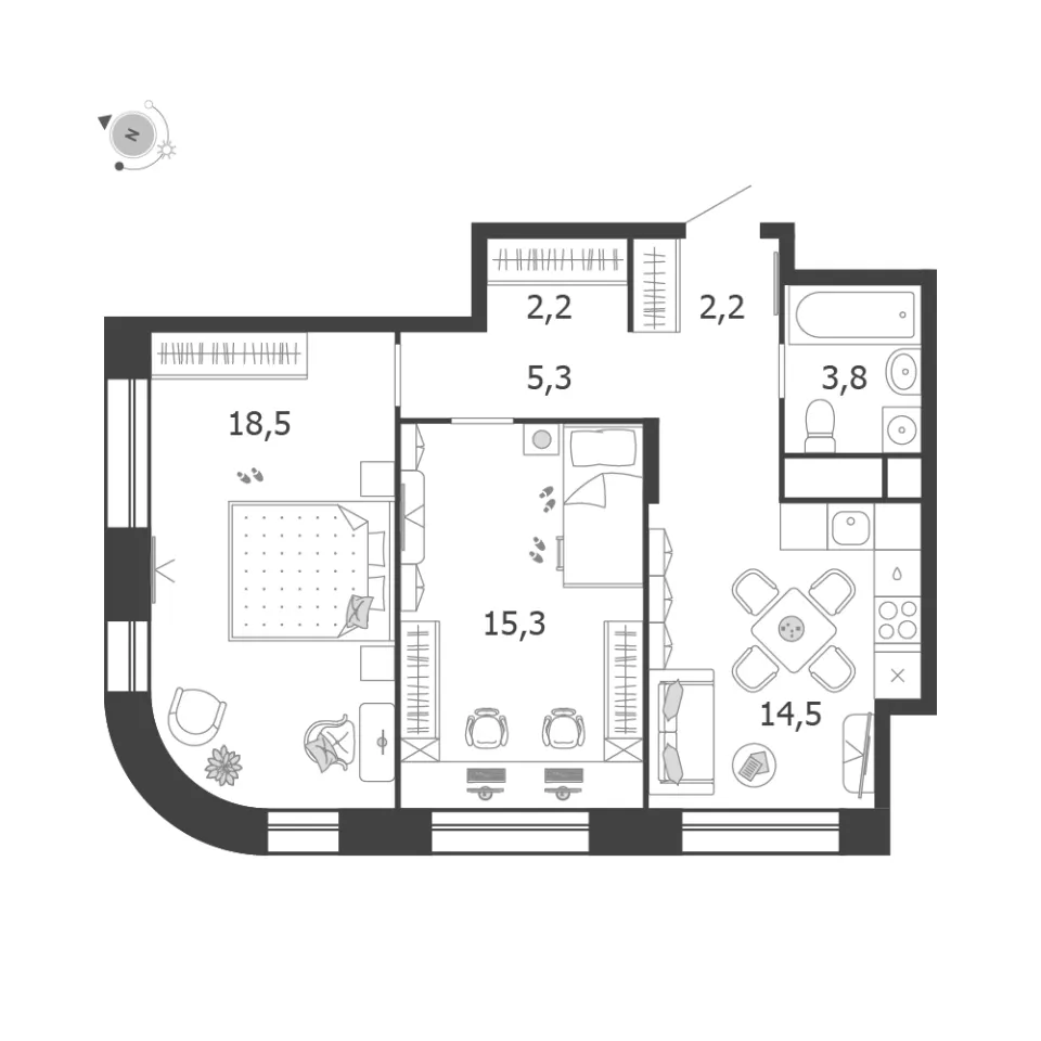 2-комн. 61,8 м²