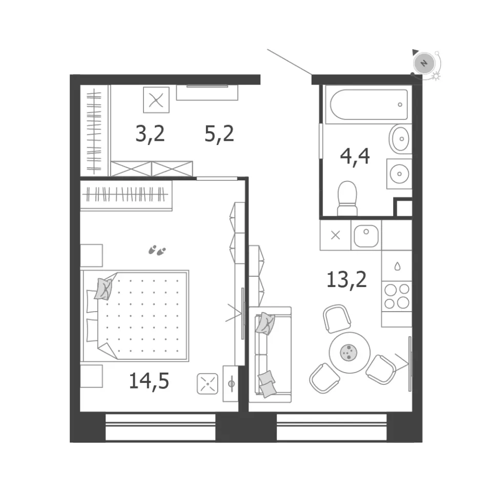 1-комн. 40,5 м²