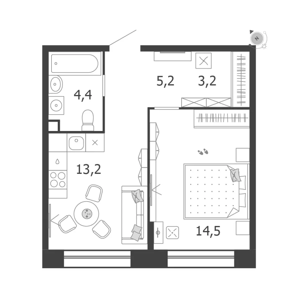 1-комн. 40,5 м²