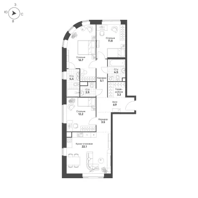 93 м² — планировка