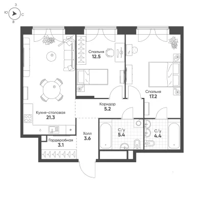 72,7 м² — планировка