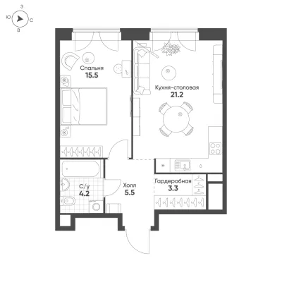 49,7 м² — планировка