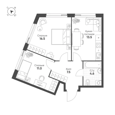 53,1 м² — планировка
