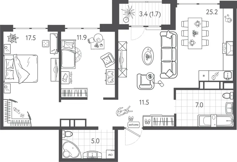2-комн. 78.6 м²