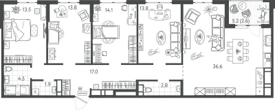 120,9 м² — планировка