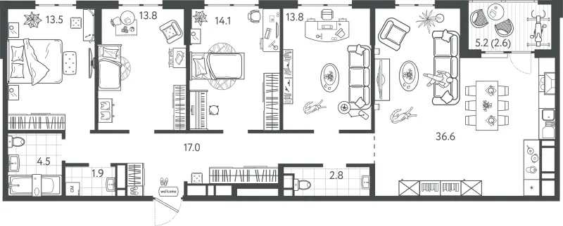 4-комн. 120.9 м²